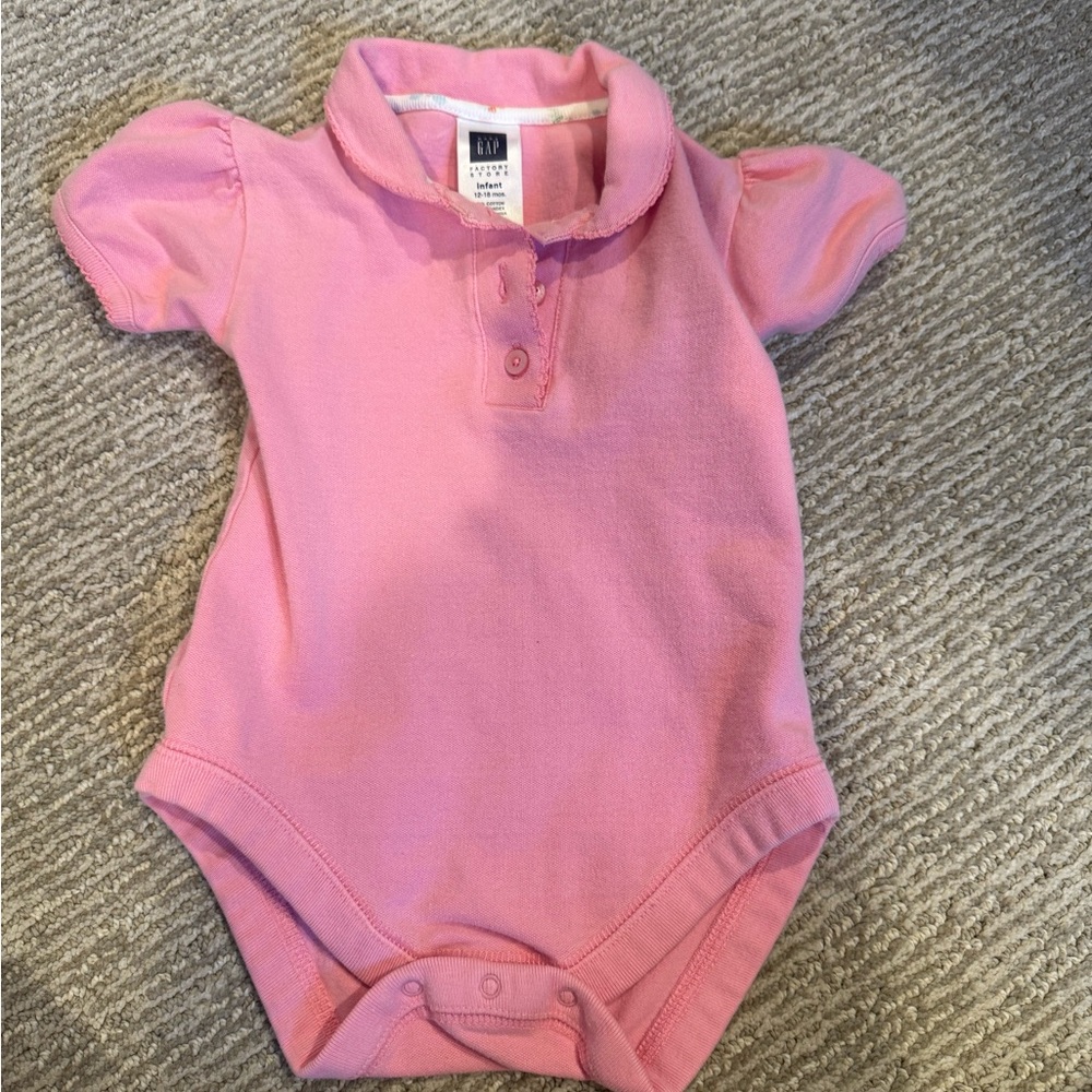 Vintage 2000s GAP Pink Baby Bodysuit Onesie Short Sleeve Puff Sleeve 12-18M